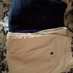 2 pair mens casual slacks khaki & Navy